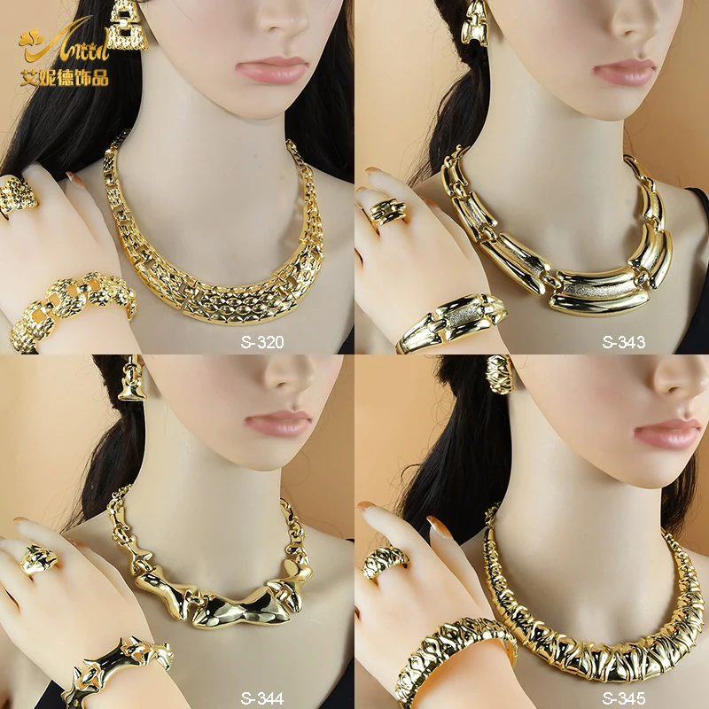 

ANIID France Luxury Necklace Bracelet Jewelry Set Dubai Nigerian Bride Wedding Gold Jewellery Ethiopian African Necklace Gifts