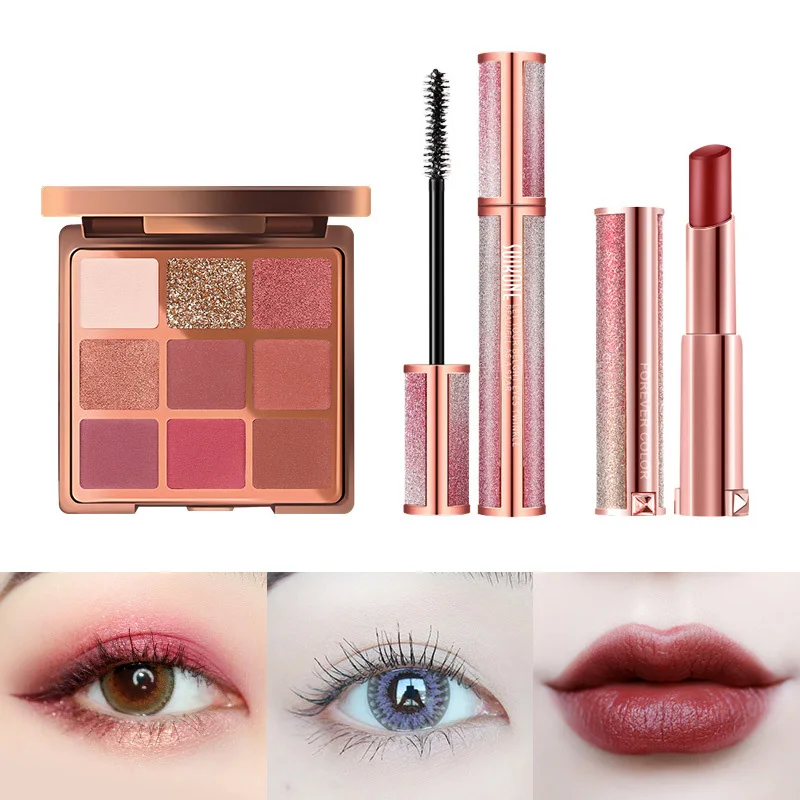 Cosmetics Makeup Set Lipstick Eye Shadow Mascara Full of Beginner Female Students Beauty Make Up Combination | Красота и здоровье