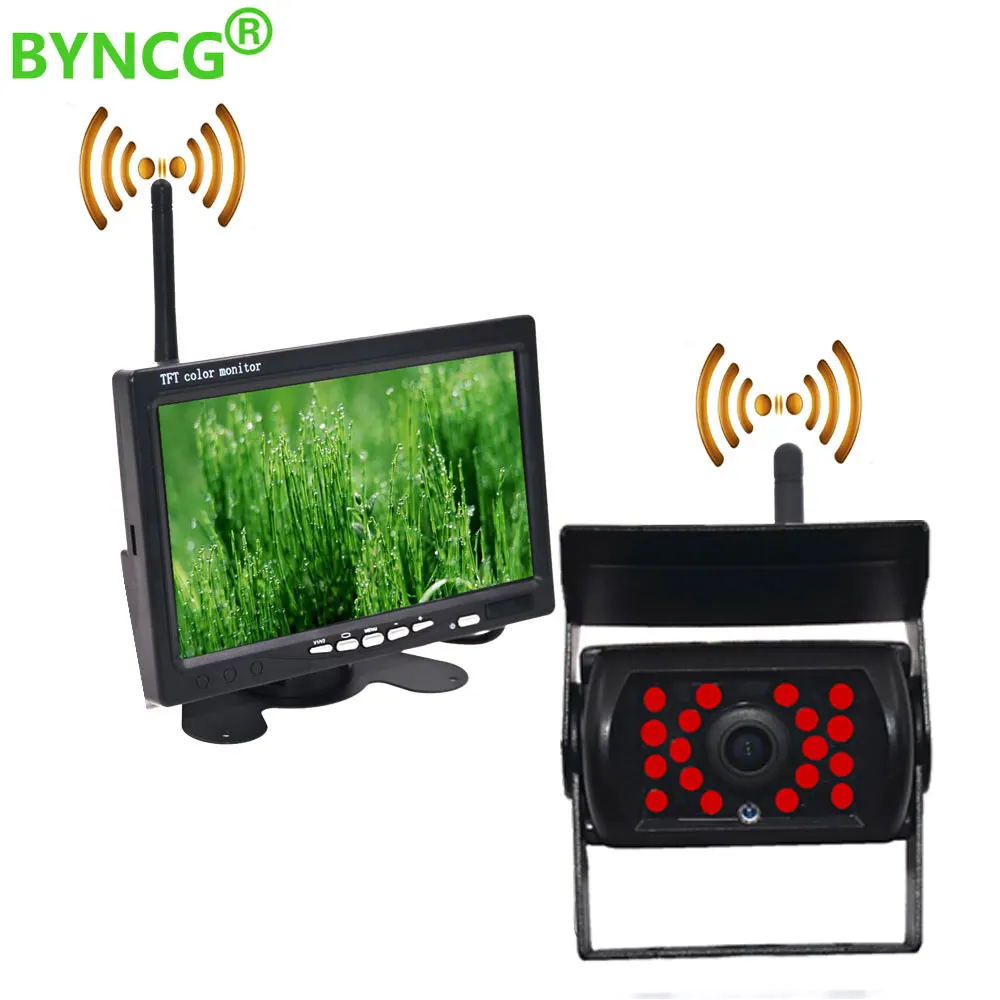 

BYNCG 7" Wired Wireless Car Monitor TFT LCD Car Rear View Camera HD monitor for Truck Camera support Bus DVD reversing camera