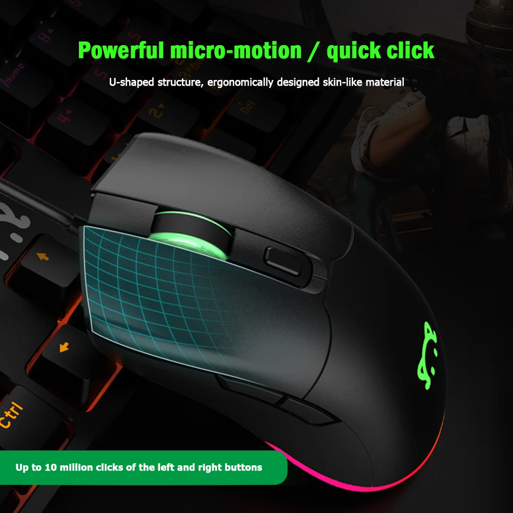 

STM120 Gaming Mouse RGB Backlit 6400 DPI Adjustable 5 Keys Computer Mouse USB Wired Optical Mice for PC Laptop Gamer