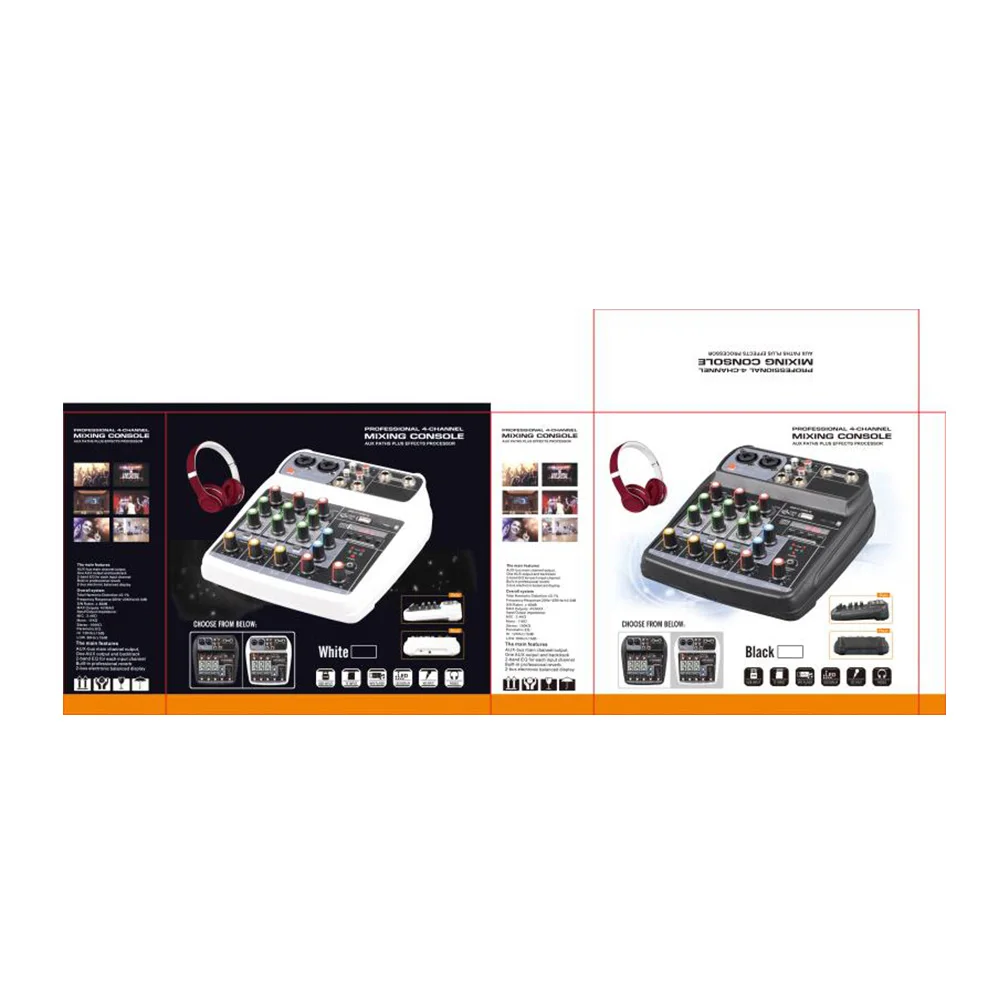 

2019 Newest Mini 4 Channel Audio Mixer Console with USB Bluetooth 48 V Phantom mixer