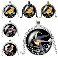 initial necklace classic cute woodpecker glass convex round pendant necklace childrens accessories necklace pendant