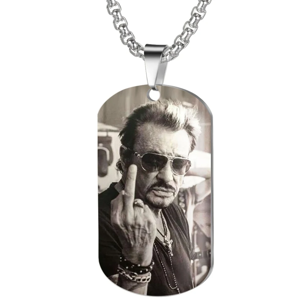 I Ожерелье с подвеской от Jonny Hallyday, персонализированное цветное фото ожерелье s для женщин и мужчин, ювелирные изделия из нержавеющей стали - Окраска металла: I