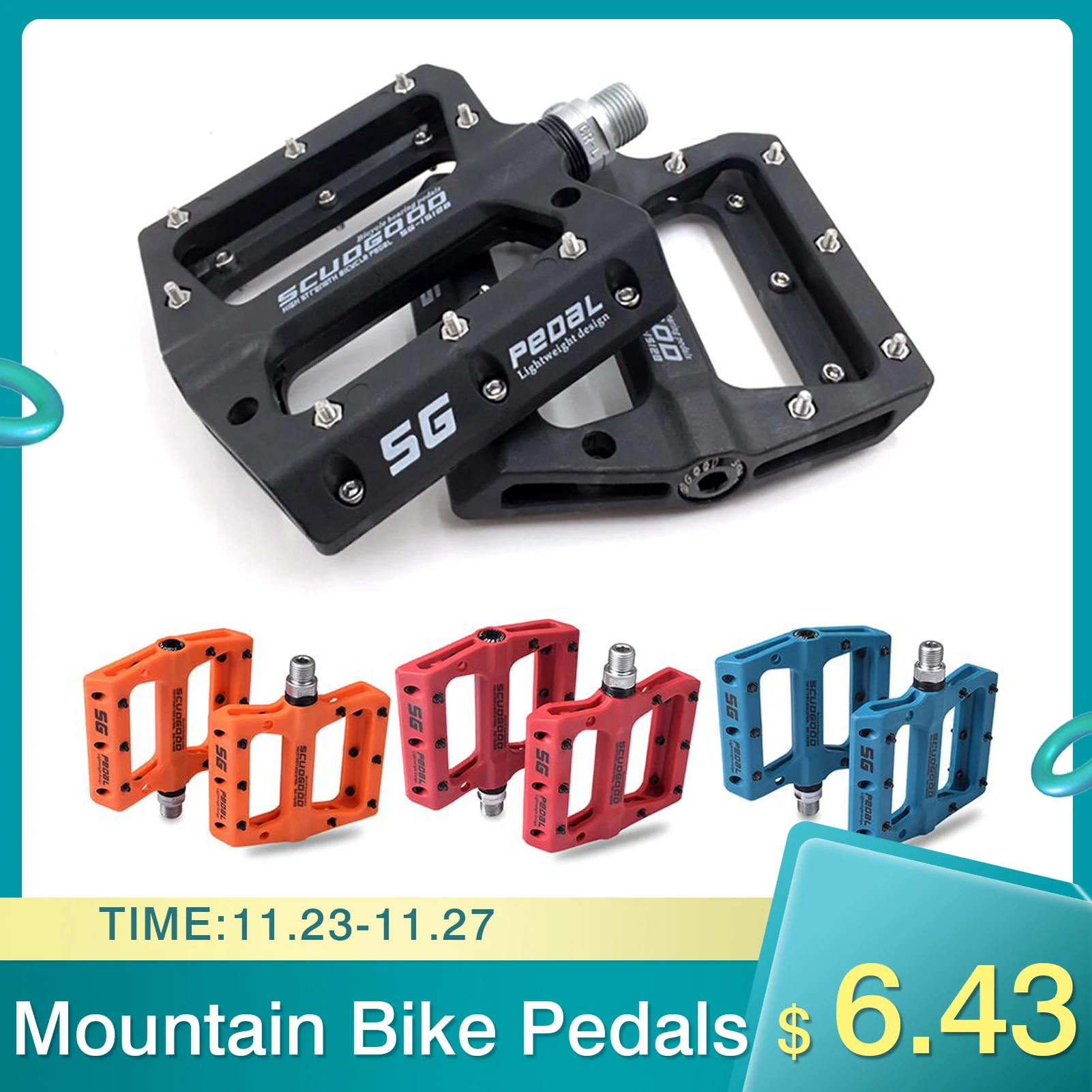 Педаль для горного велосипеда плоская велосипедная педаль нейлоновое волокно