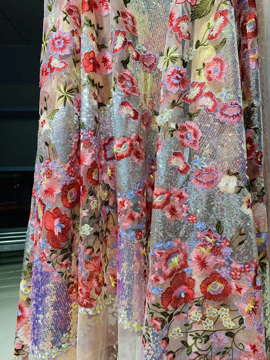 

1 Meter Luxury French Tulle Lace with Sequins for Women Dress