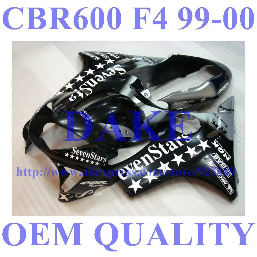 

Injection Fairing kits for HONDA CBR600 F4 1999 2000 black silver CBR600F4 99 00 CBR 600 1999 2000 sevenstars motorcycle fairin
