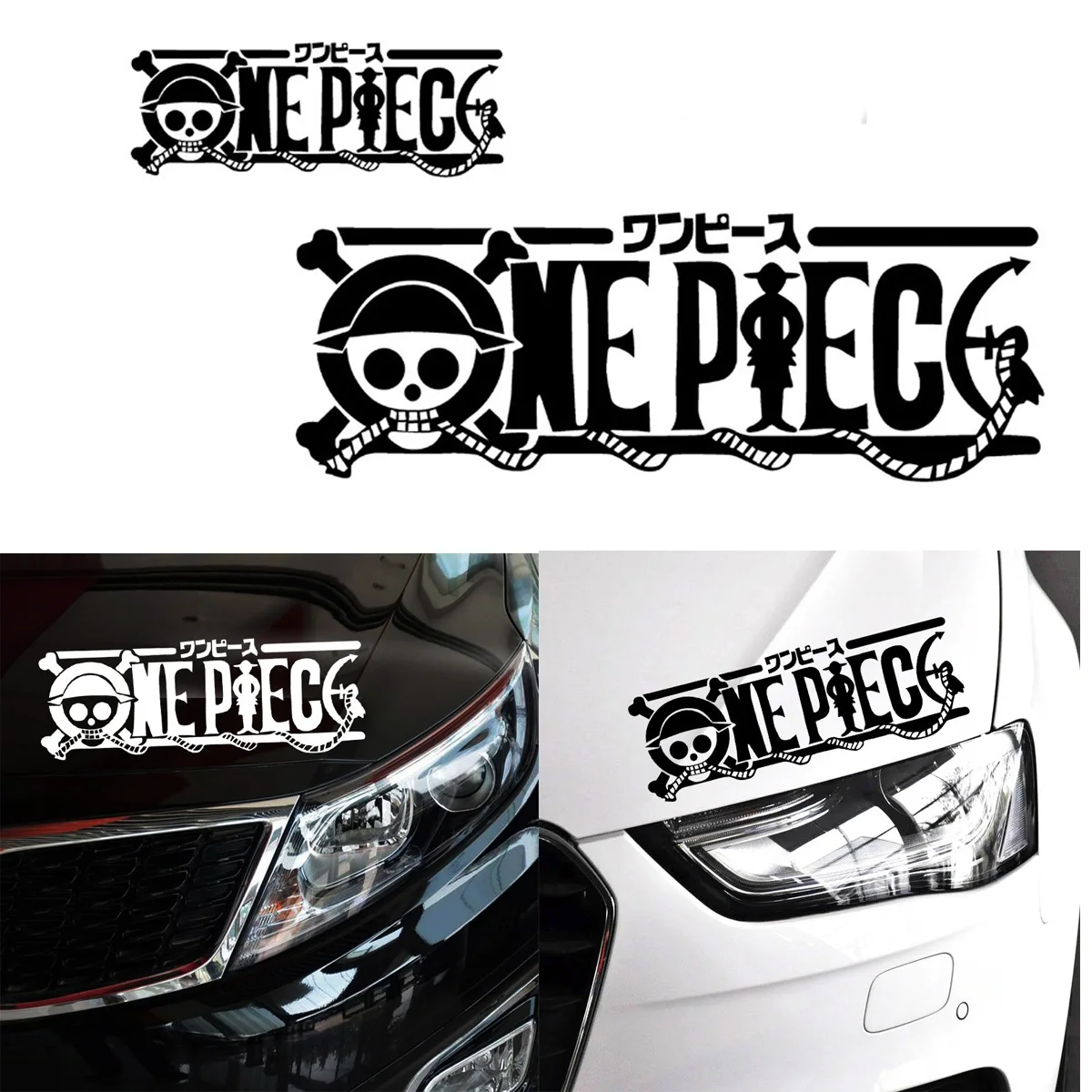 Аниме одна штука мультяшная виниловая наклейка черный/серебристый