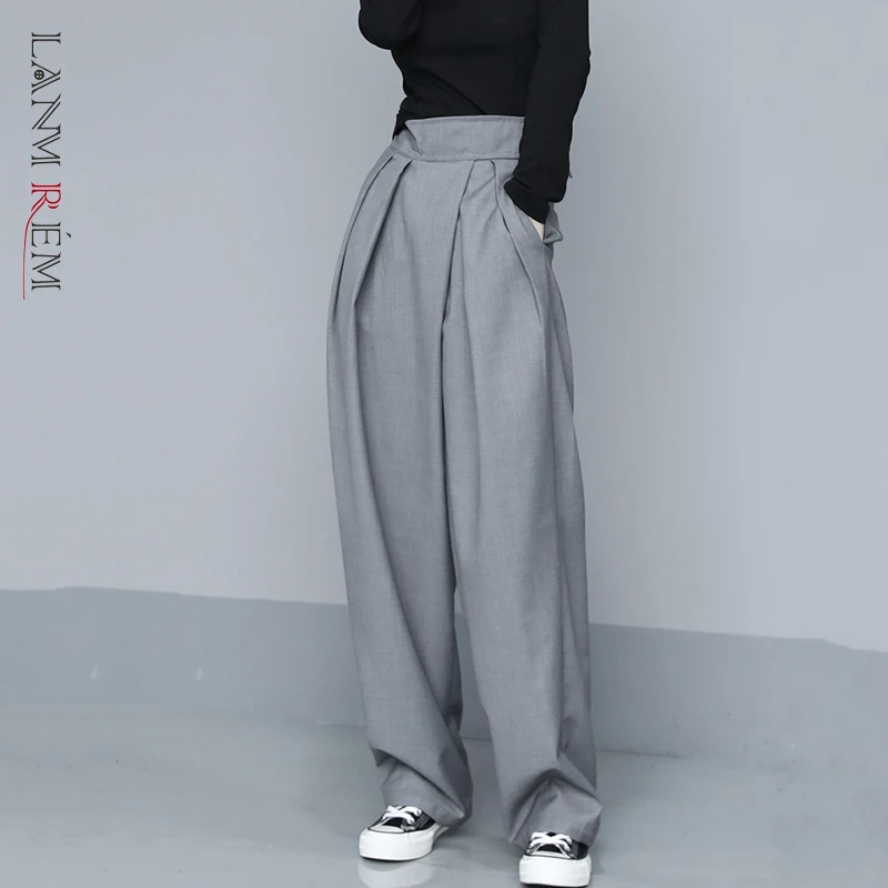 LANMREM Мода 2021 осень крутая уличная одежда свободные брюки для похудения большого