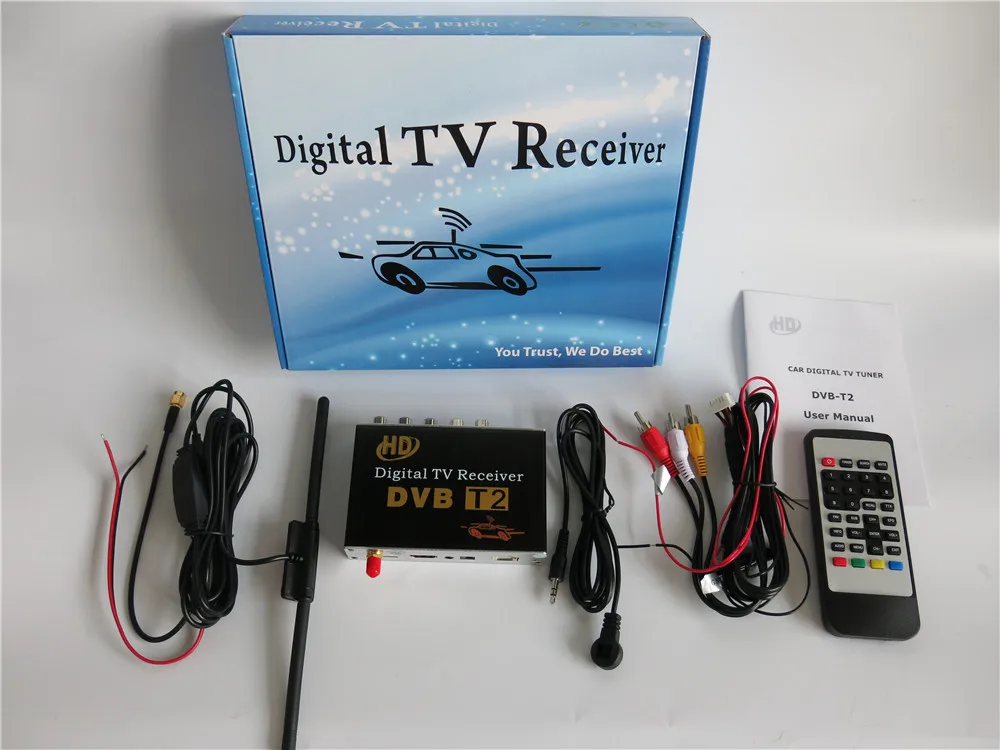 High Speed 110km/h Golden DVB T2 Car DVB-T Double Antenna DVB-T2 T H.264 MPEG4 External USB Digital TV Tuner Russian | Автомобили и