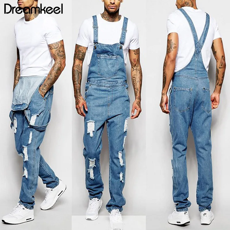 Мужские джинсовые комбинезоны брюки мужские джинсы 2019 цельные длинные рваные