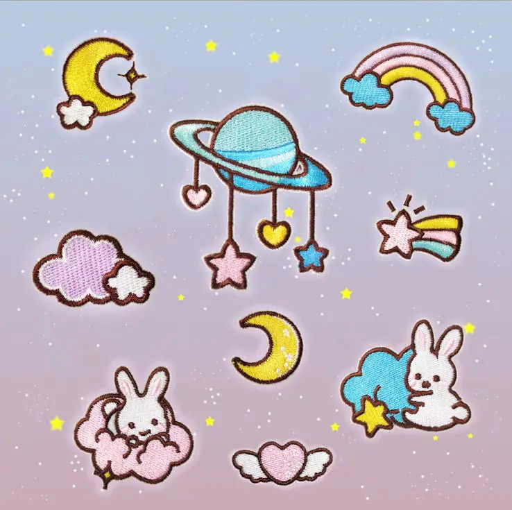 Stick Iron Sew On 10 Pcs Moon Stars Embroidered Patches Jeans Coat Tshirt Bag Shoe Hat Decor Repair Motif Emblem Diy Accessory - купить по