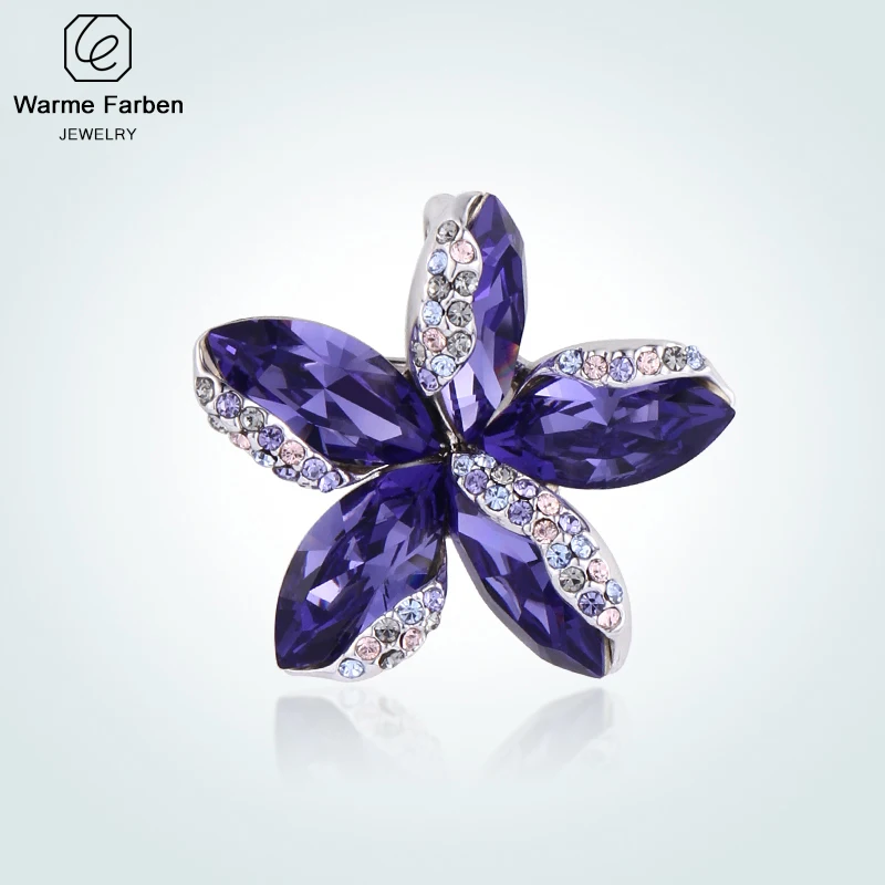 Warme Farben Crystal From Swarovski Brooch for Women Fashion Flower Brooch Suit Scarf Pins Crystal Brooches Jewelry Accessories