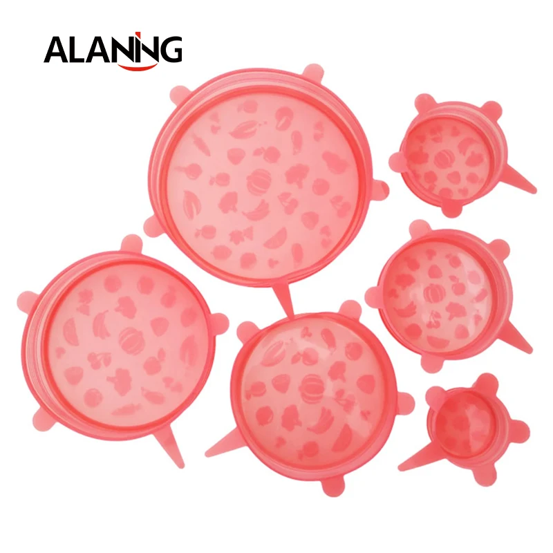 Набор эластичных силиконовых крышек 6 шт. круглая крышка для сохранения свежести