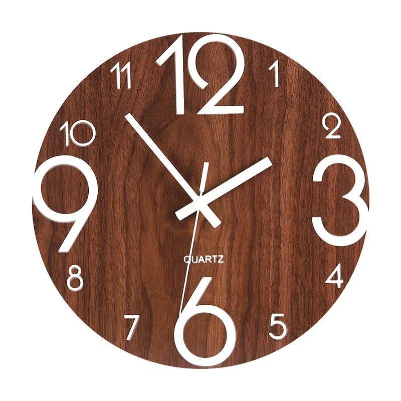 Бесшумная работа часов ночной Светильник настенные часы из дерева Простой