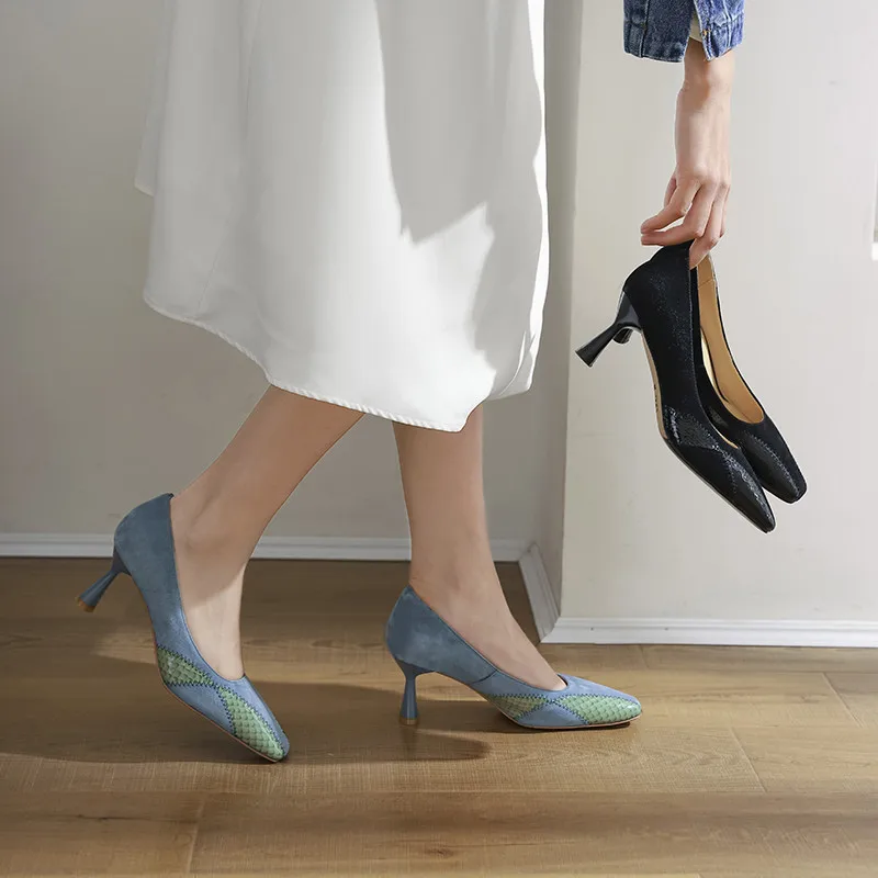 

Asumer 2021 Top Quality Single Shoes Women Pumps Suede Leather Square Toe Fashion Elegant Party Wedding Shoes Women High Heels