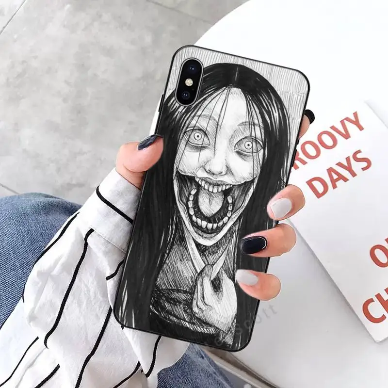 

Junji Ito Tees Horror Phone Case for iPhone 11 12 pro XS MAX 8 7 6 6S Plus X 5S SE 2020 XR