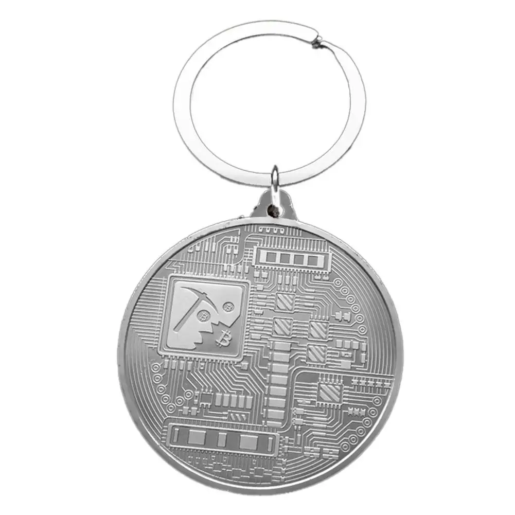 Позолоченный Биткойн монета брелок для ключей монета Биткоин арт коллекция коллекционные брелок ретро-брелок украшения для дома
