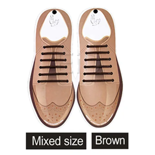 Mixed Brown EiD 10 шт./компл. 3 размера Мужская и женская кожаная обувь без шнурки без завязок эластичная силиконовая обувь кружево подходит 2 цвета - Цвет: Mixed Brown