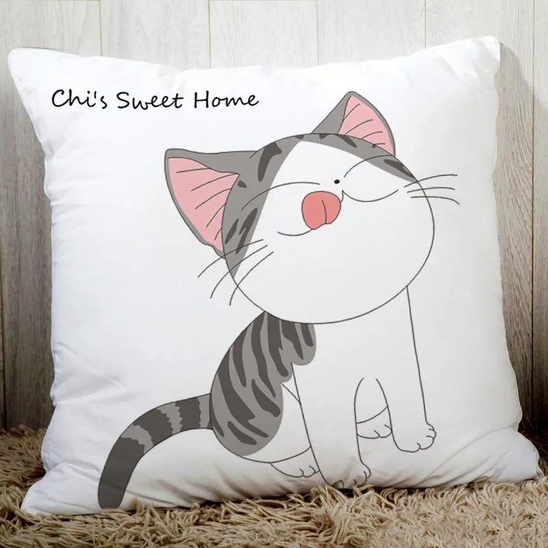 

Lovely Chi's sweet home cute cat printed cushion cover sofa bedding decorative pillow cover cozy polyester pillowcase 45x45cm