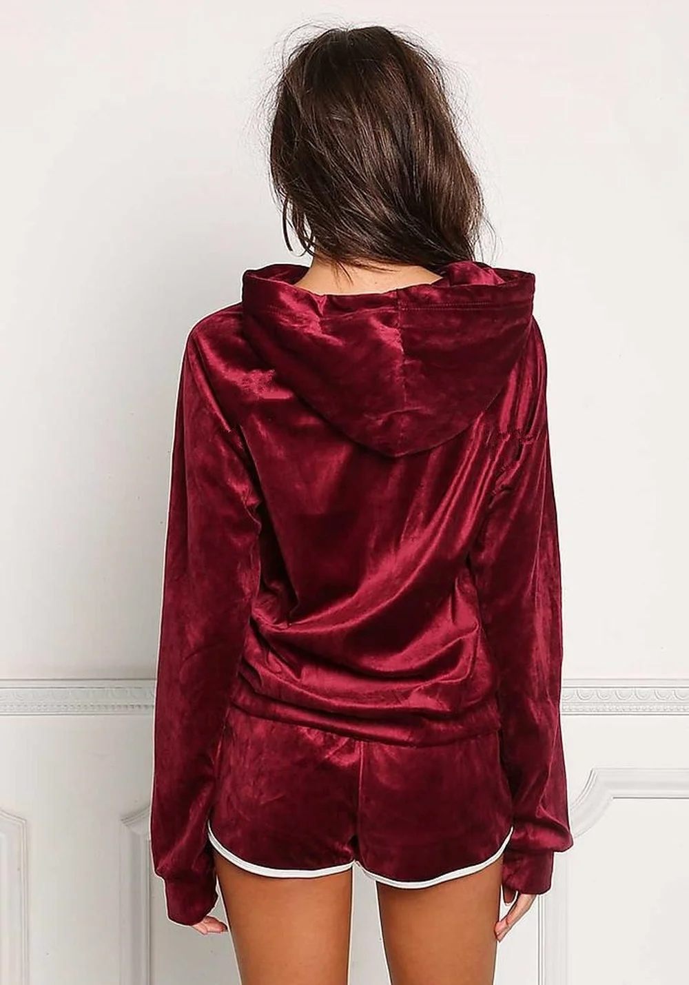 

Fashion Women's Suit New Summer Casual Hooded Collar Pullover Solid Color Loose Plus Size Long Sleeve Two-piece Suit Donsignet