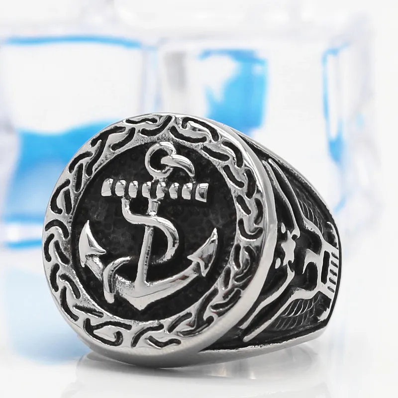 Кольцо KLDY из нержавеющей стали для мужчин и женщин байкерское кольцо с якорем