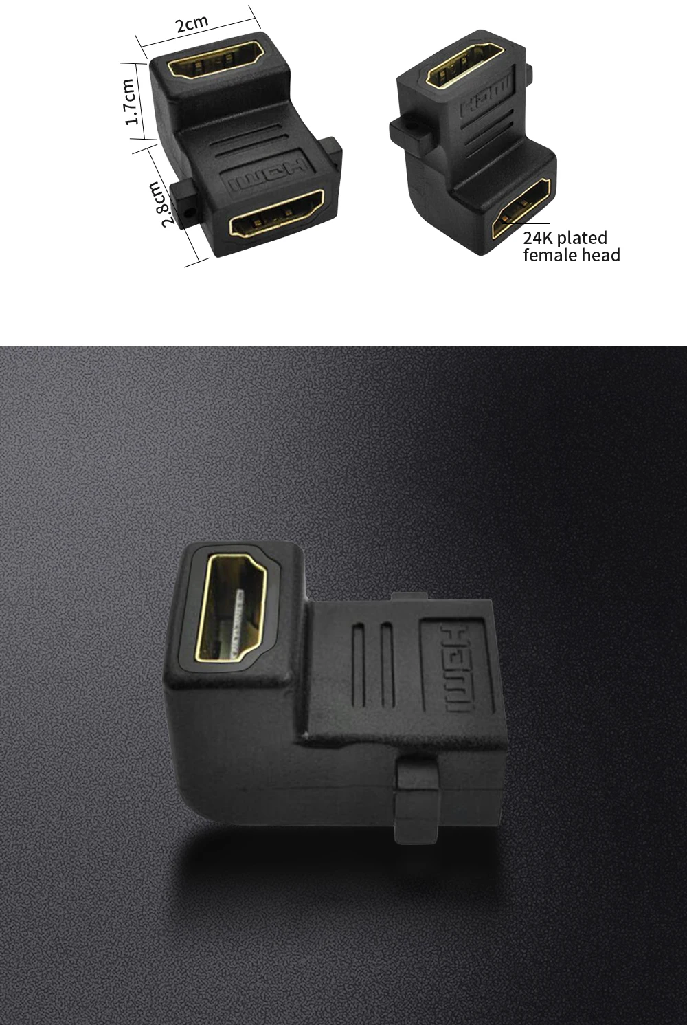 PCER HDMI адаптер под прямым углом 90 ° конвертер Женский к женскому адаптеру