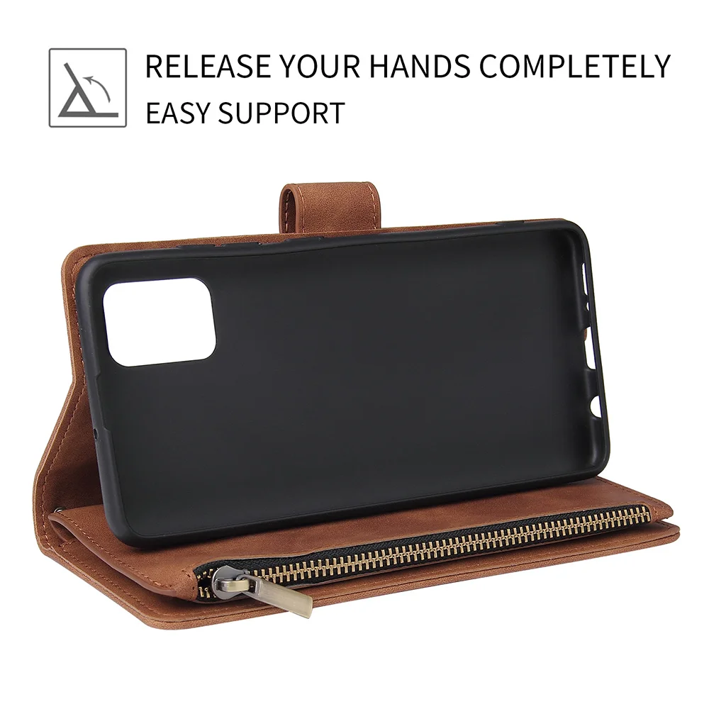 Flip Leather Case For Samsung Galaxy A52 A72 A32 A22 A33 A53 A51 A71 A12 A21S A41 A31 A50 A70 A30 A20 E A40 Zipper Wallet Cover