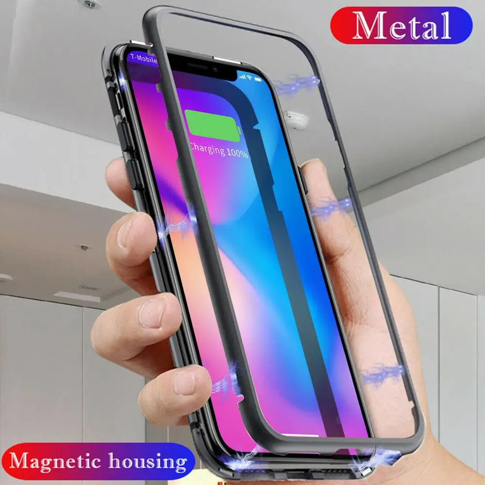 Роскошный двухсторонний стеклянный металлический магнитный чехол для iphone 11 Pro