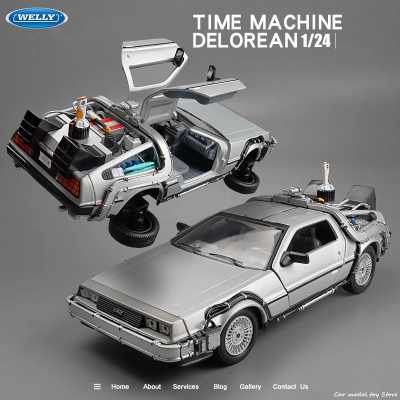 

Welly 1:24 Back To The Future Time Machine Diecast Alloy Model Car DMC-12 Delorean Metal Toy Car Gift Collection Car Model B186