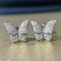 huitan aesthetic butterfly earrings for women ear stud fashion accessories daily wear party hot sale female jewelry wholesale