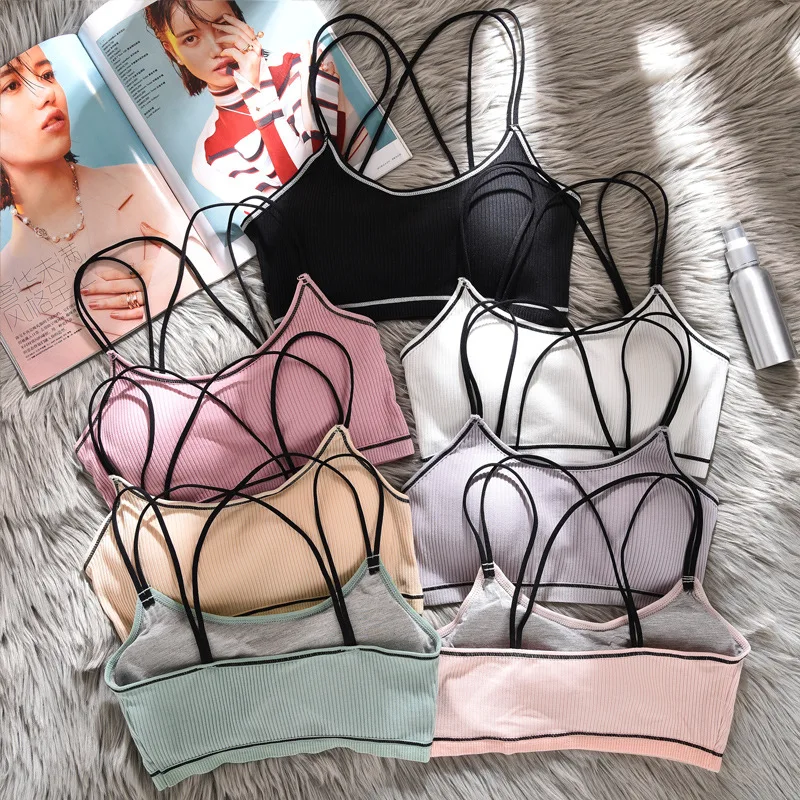 

Women's Sports Bras Gym Fitness Workout Tops Sexy Gather Underwear Breathable Sweat-absorbent Push-up Bra Cotton Yoga Bra