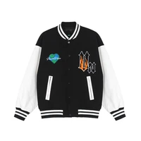 2021new cartoon letter embroidery contrast stitching baseball suit men ins european fashion brand loose stand collar jacket