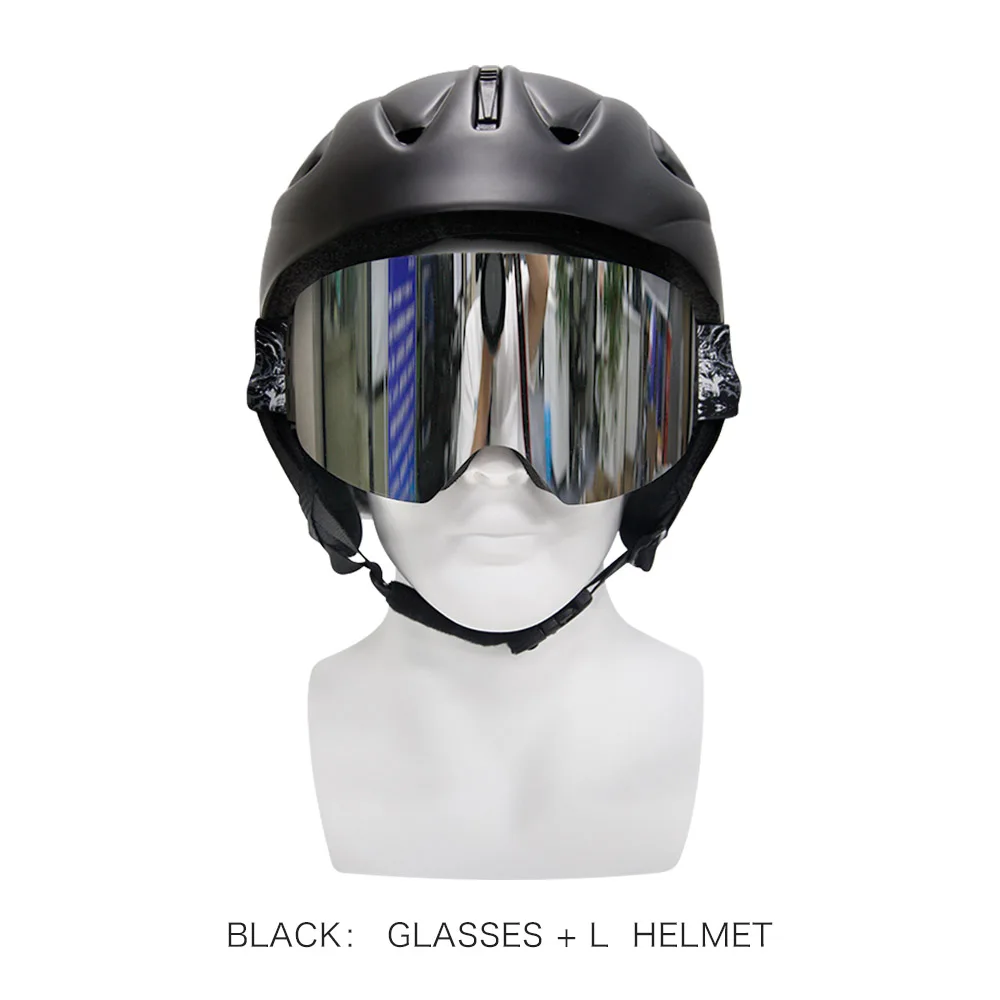 L Helmet with lens Лыжный шлем и очки из двух частей UV400 Серебро плюс двухслойные противотуманные защитные очки - Цвет: L Helmet with lens