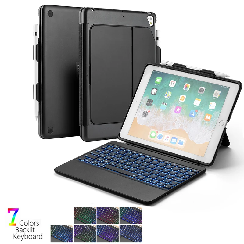Клавиатура с подсветкой для планшета 2017 новинка 2018 iPad 9 7 Pro Air 1 2 чехол держателем