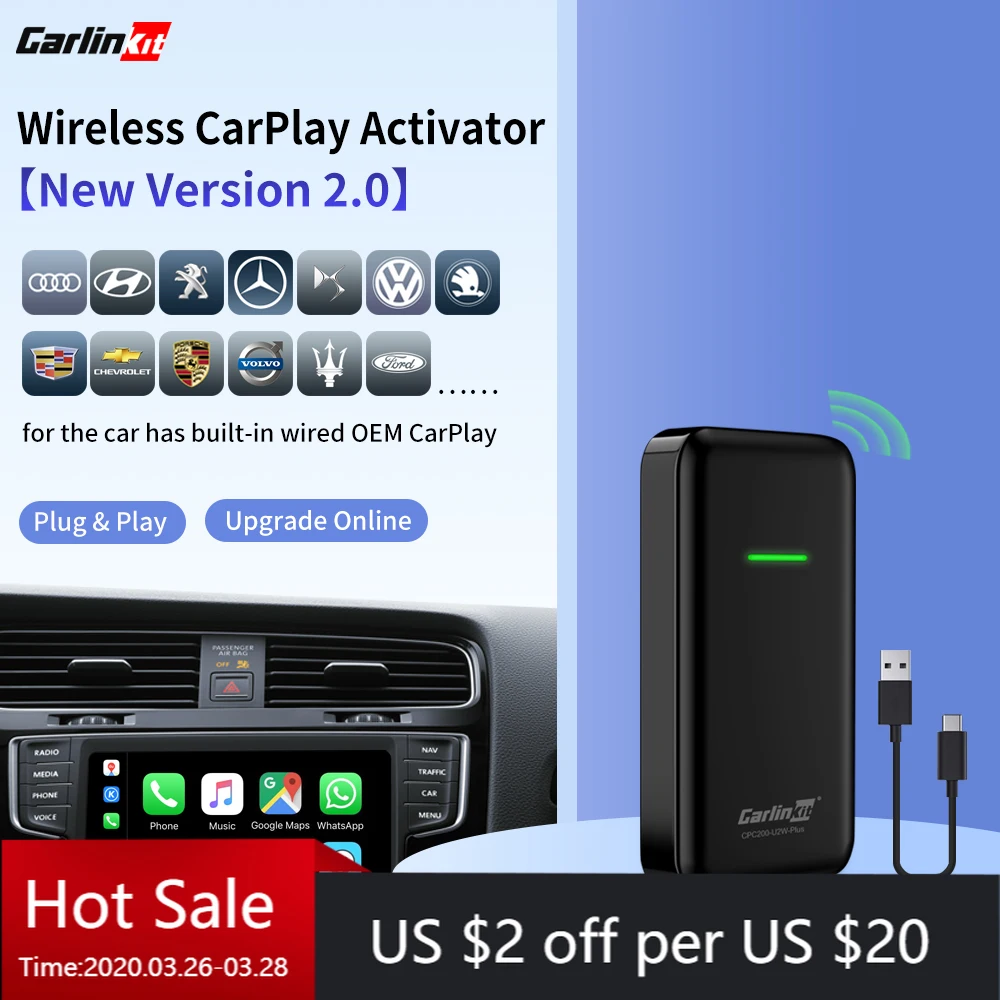 Carlinkit2.0 версия беспроводного адаптера Carplay ключ для IOS телефона автомобиля