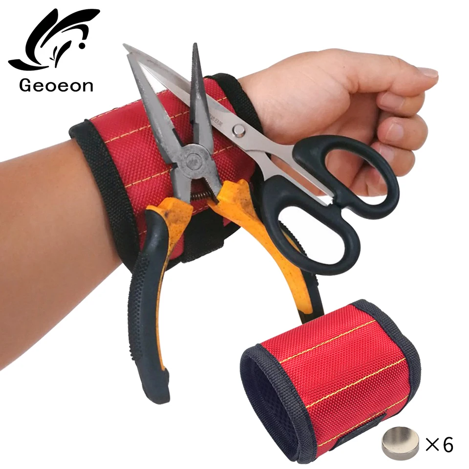 Geoeon Магнитная подставка для запястья сумка для инструментов Электрик ремень для запястья Шурупы Для ногтей сверла держатель инструменты для ремонта D30