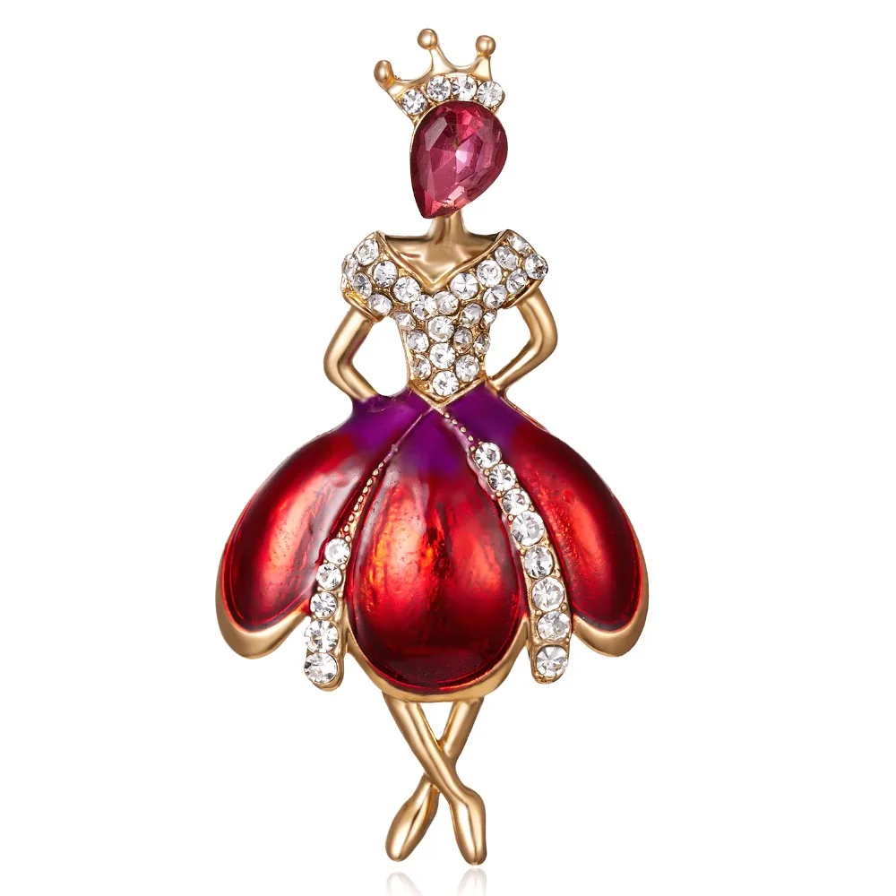 Мода Rhinestone танцы мальчик и девочка чертежное масло фигурка персонажа брошка заколка для женщин Девушка эмаль платье маленькое платье аксессуары