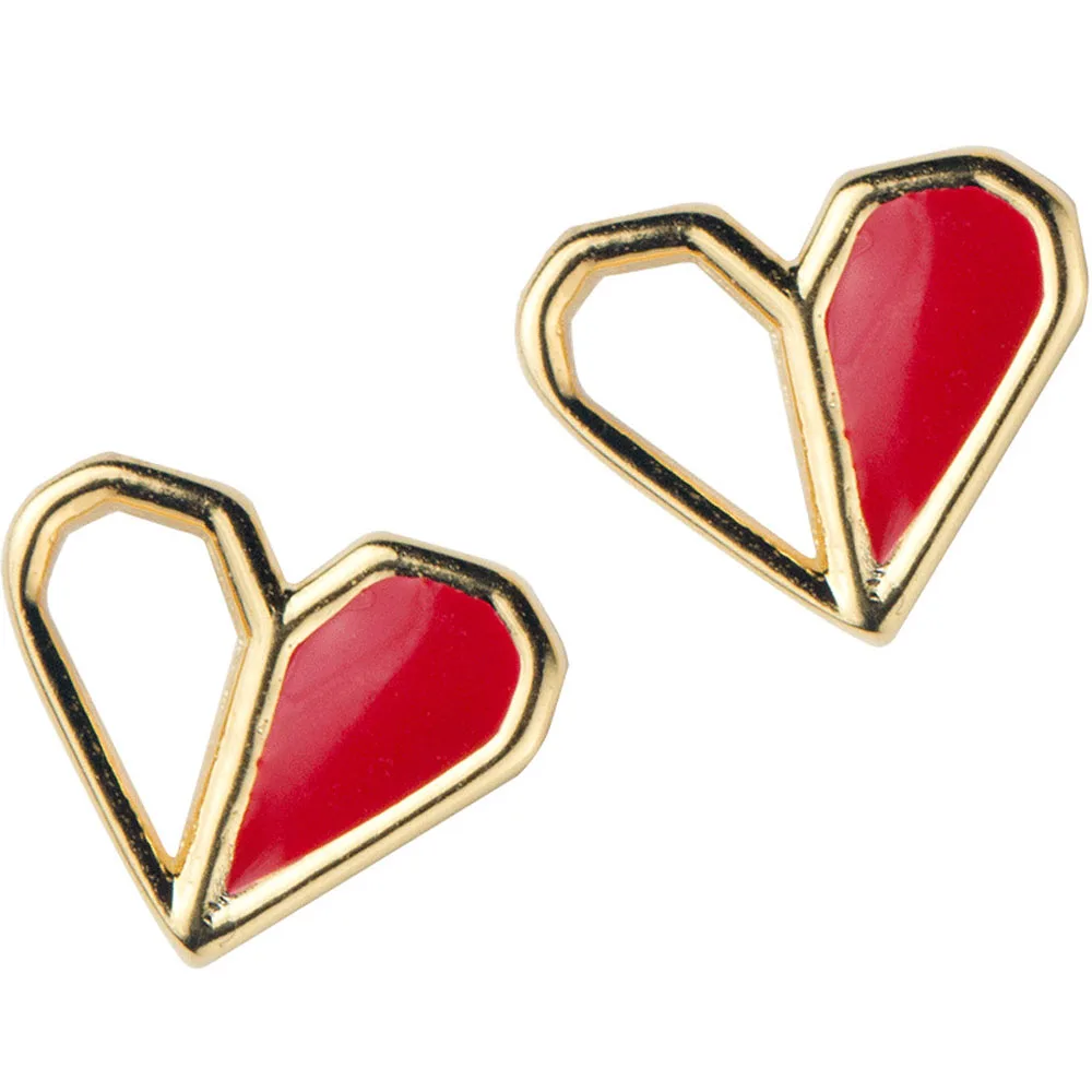 

2021Simple Fashion Earrings Personality Creative Design Double Color Heart Women Stud Earrings Jewelry Sell Like Hot Cakes