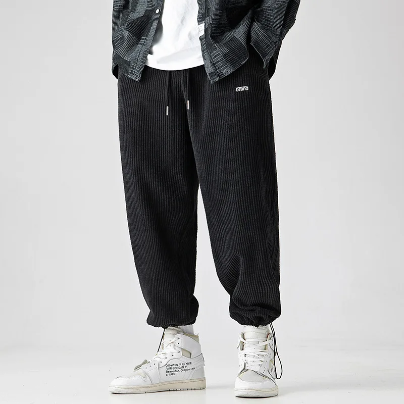 

Fashion men's fashion autumn/winter 2021 new corn lattice casual pants men's feet draw rope basis Joker pants