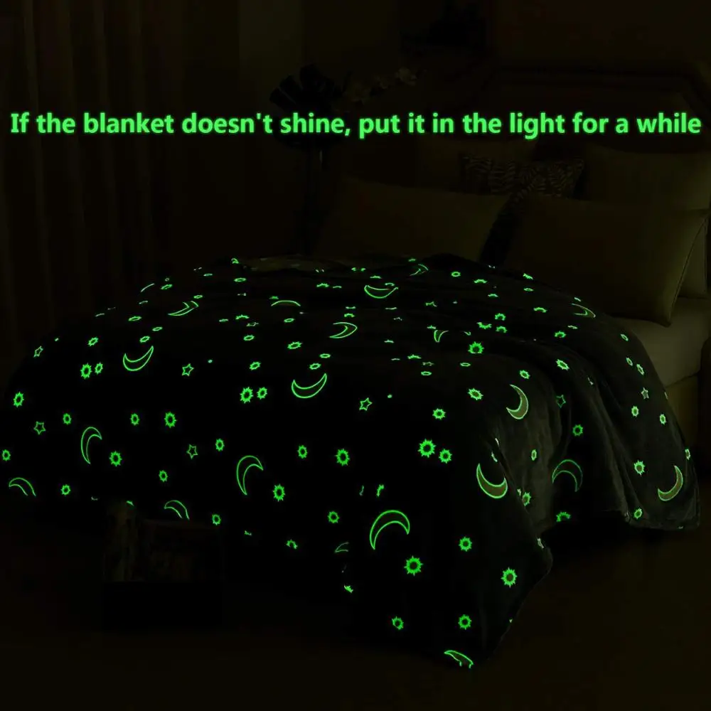 Magical Luminous Kids Blanket Soft Fluffy Flannel Star Moon Home Rug Children Bedding Fluorescent Quilt Christmas Gift | Мать и ребенок