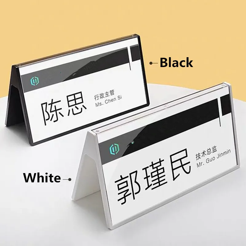 

100*200mm Black White Double Sided V Shape Acrylic Plastic Table Name Card Holders Meeting Sign Name Note Holders Display Stand