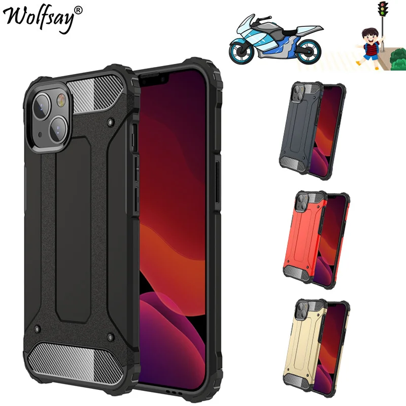 

Case For iPhone 13 Case Bumper Anti-knock TPU+PC Hybrid Armor Back Cover For iPhone 13 Phone Case For iPhone 13 13mini 13Pro Max