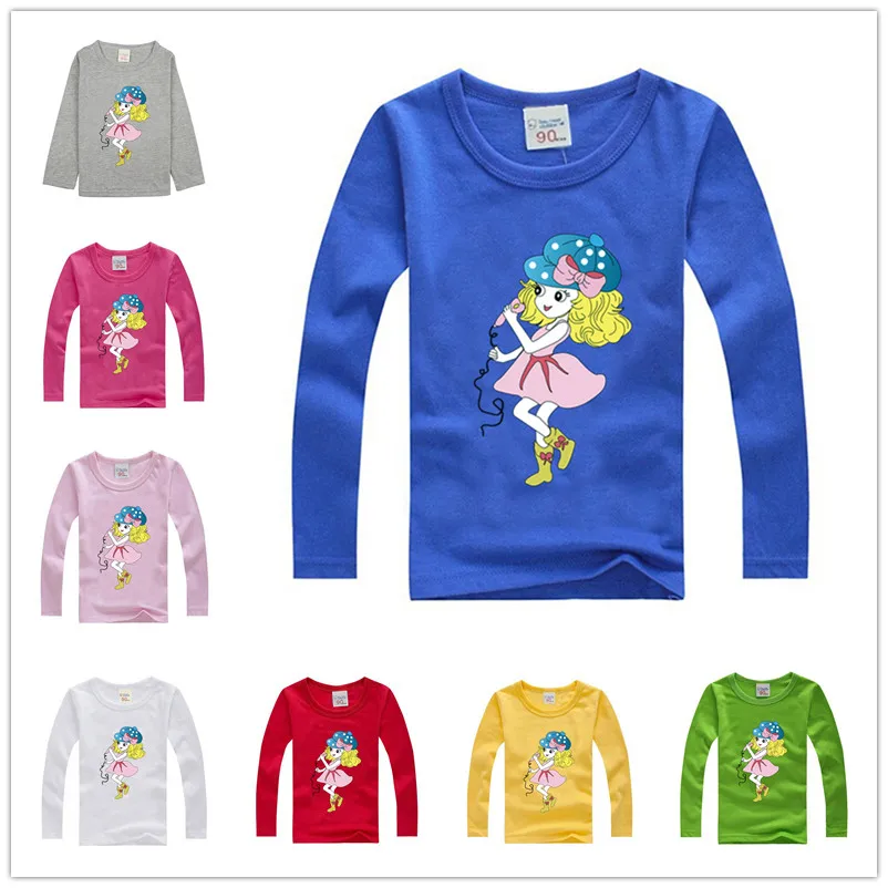 

Princess Print Girls Tshirt Harajuku Kawaii Fashion Girl Top Cartoon Casual Girl T Shirts Children Round Neck Long Sleeve