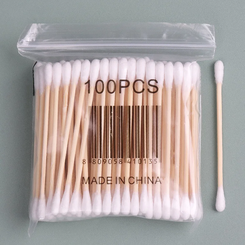 

100/300pcs Double Head Cotton Swab Wood Sticks Disposable Buds Cotton For Beauty women Makeup Lip Nose Ears Cleaning Brush Tool