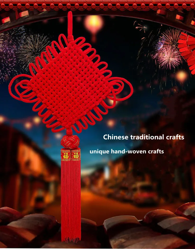 

Plush Chinese Knot Tassel Pendant, Chinese Knot New Year Festive Decoration Chinese Style Traditional Decoration