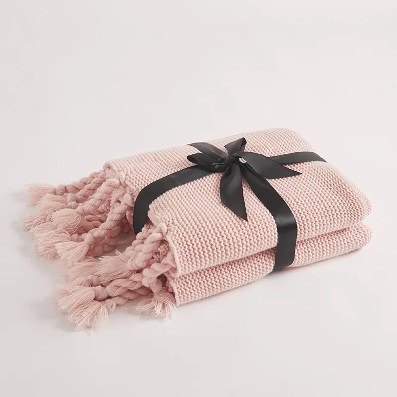 Denisroom скандинавский стиль одеяло с кисточками одноцветное хлопковое офисное