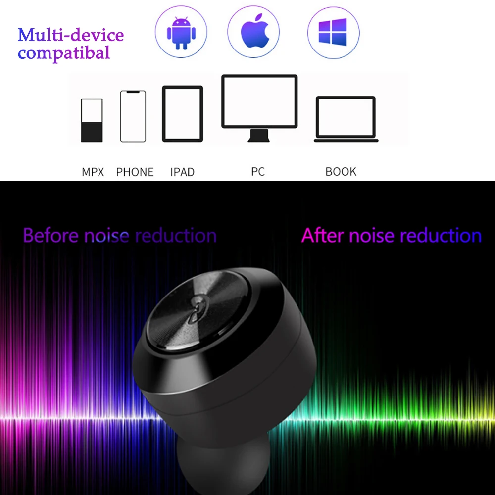 Мини Bluetooth 5 0 наушники беспроводные в ухо гарнитура спортивные для iPhone Huawei Xiaomi
