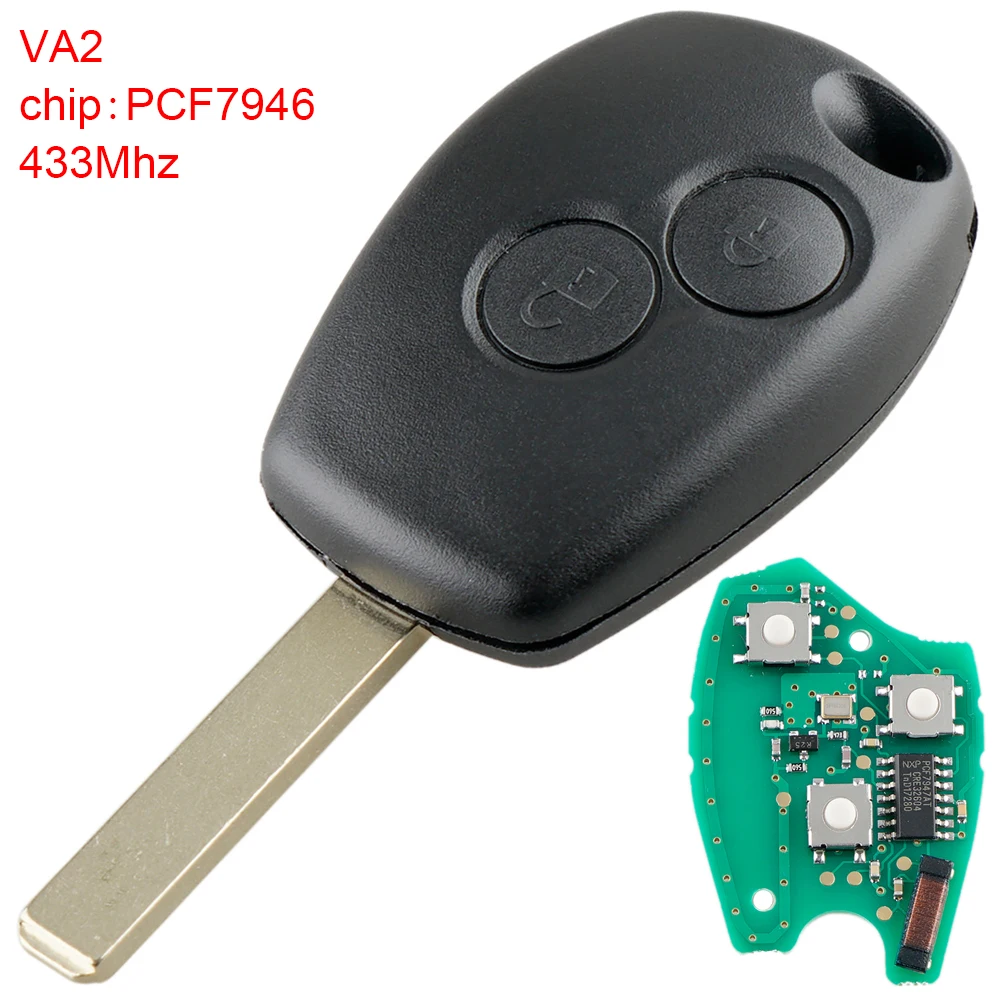 

433Mhz 2 Buttons Flip Remote Car Key with 467946 Chip and Blade Black Remote Car Key Fit for Renault/Clio/Scenic/Kangoo/Megane
