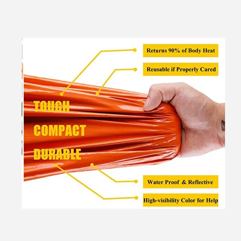 2 Pack аварийное одеяло термо водонепроницаемый спасательный спальный мешок для
