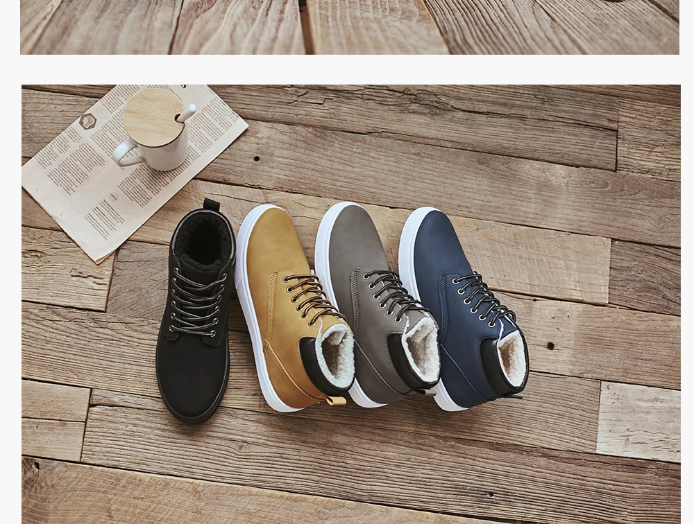 Men Warm Boots Man Winter Snow Boots Men Brand Fur Warm Ankle Botas hombre Male Casual Lace-up Luxury Leahter Men's Boots